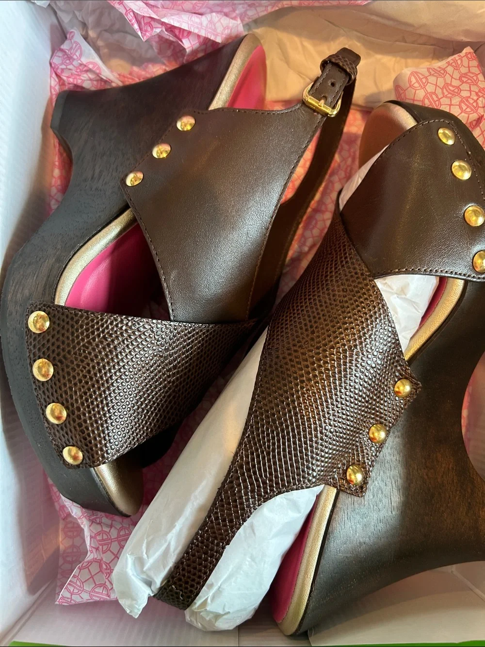 Lilly Pulitzer Callie Wedge Womens Shoes size 7 in Brazilian Brown